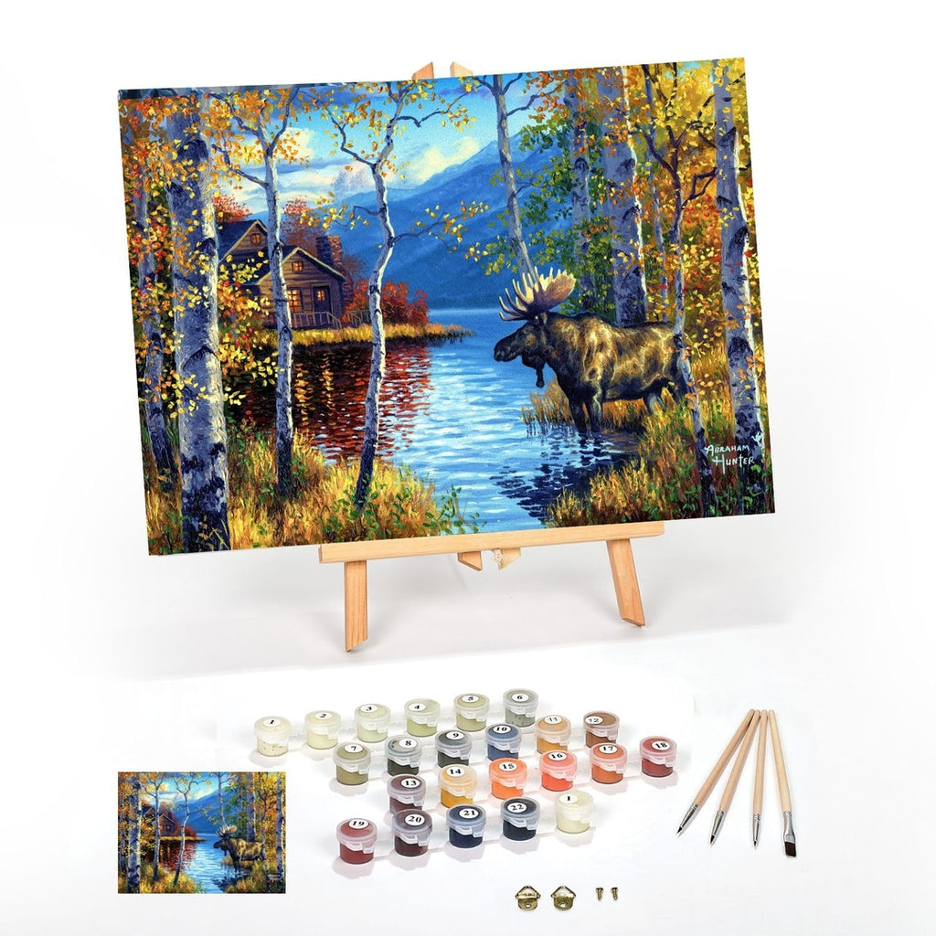 Framed Paint by Numbers Kit for Adults Beginner - Orchard Puzzle 40x50cm with Brushes, Acrylic Paints & Wrinkle-Free Canvas