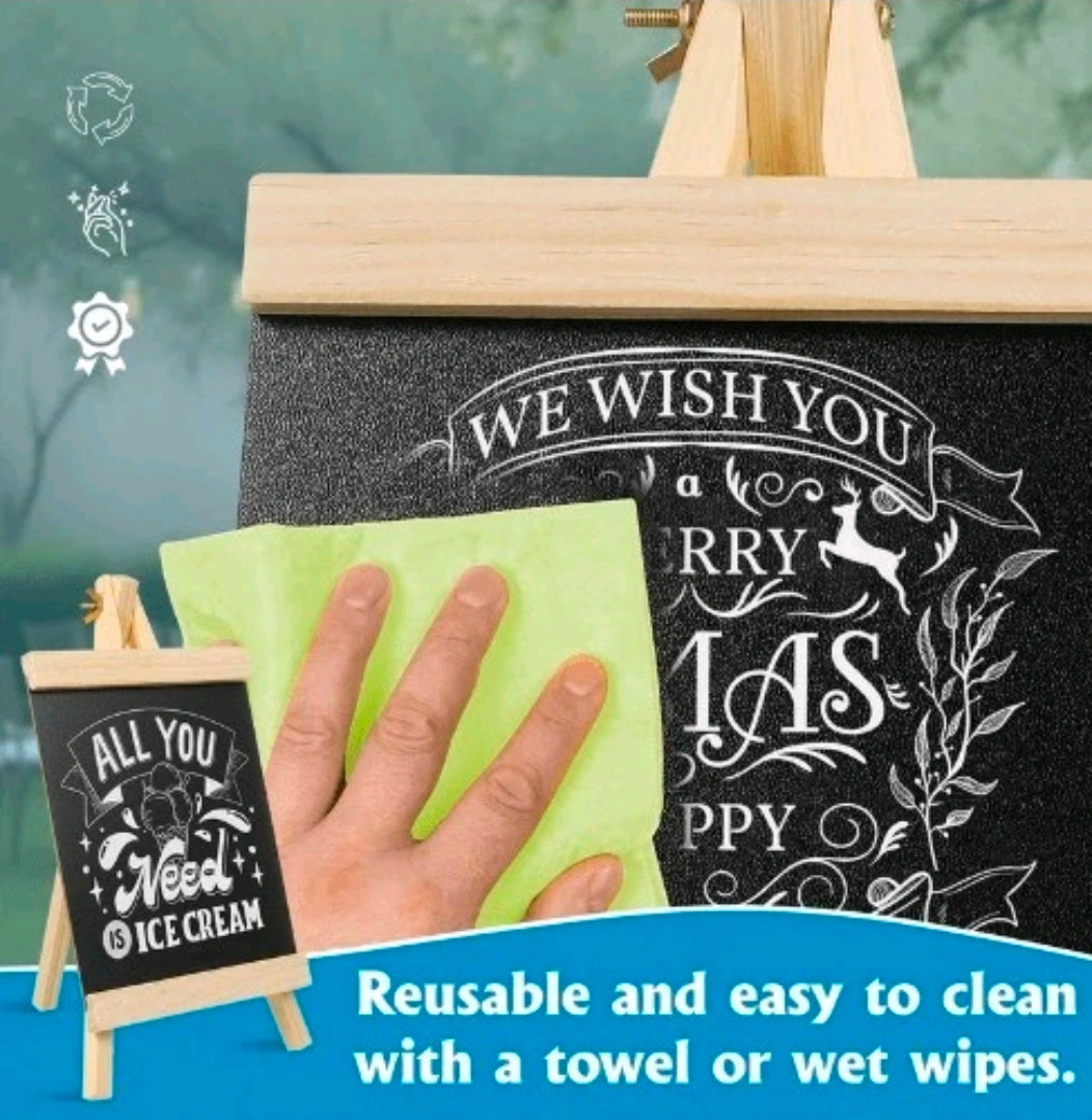 Small Chalkboard with Easel Stand Reusable Mini Blackboard for Home Office Counter School Portable & Durable