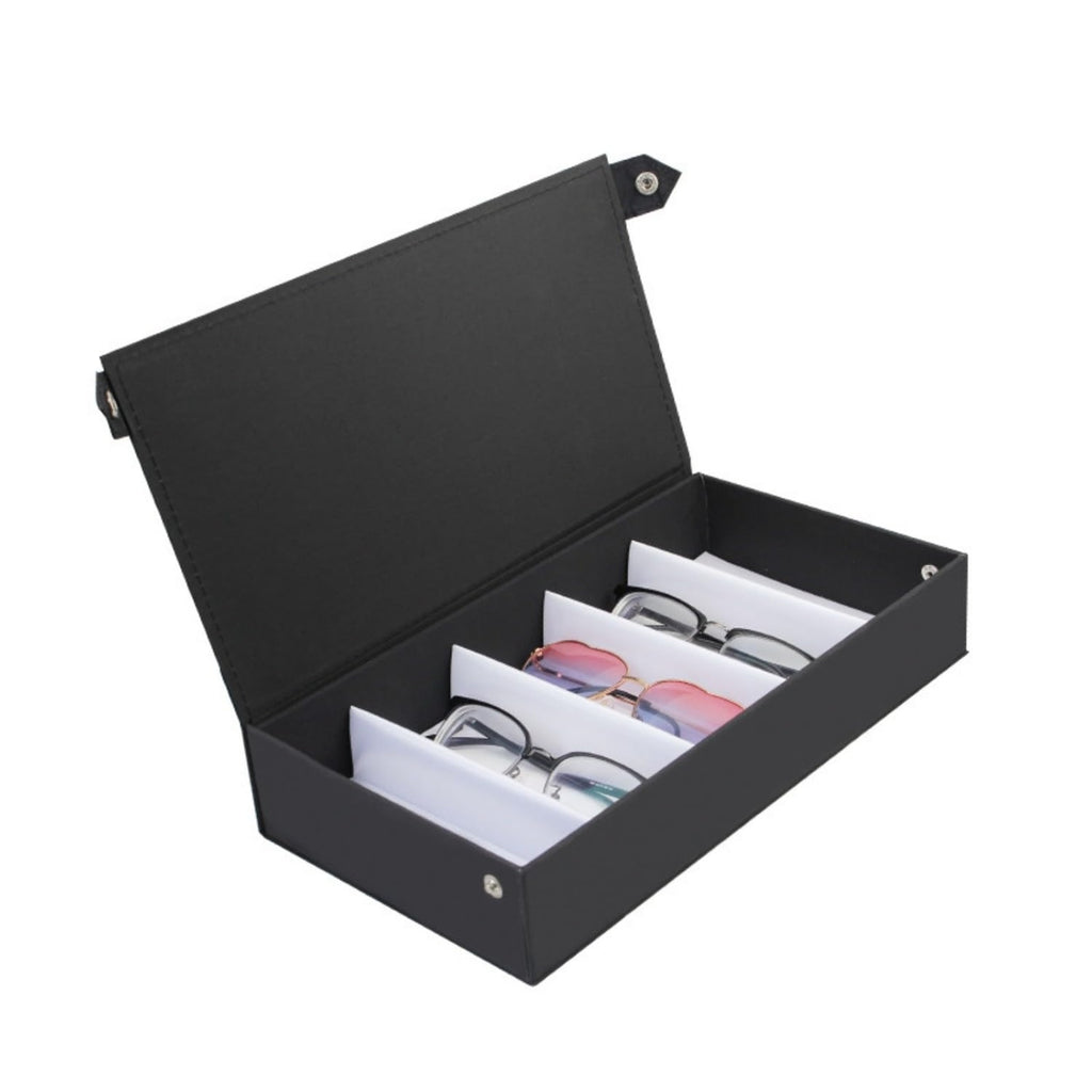 5 Slot Sunglass Organizer Tray Box,Sunglasses Jewelry Collection Case With cover, Black, 7.5X6X32CM