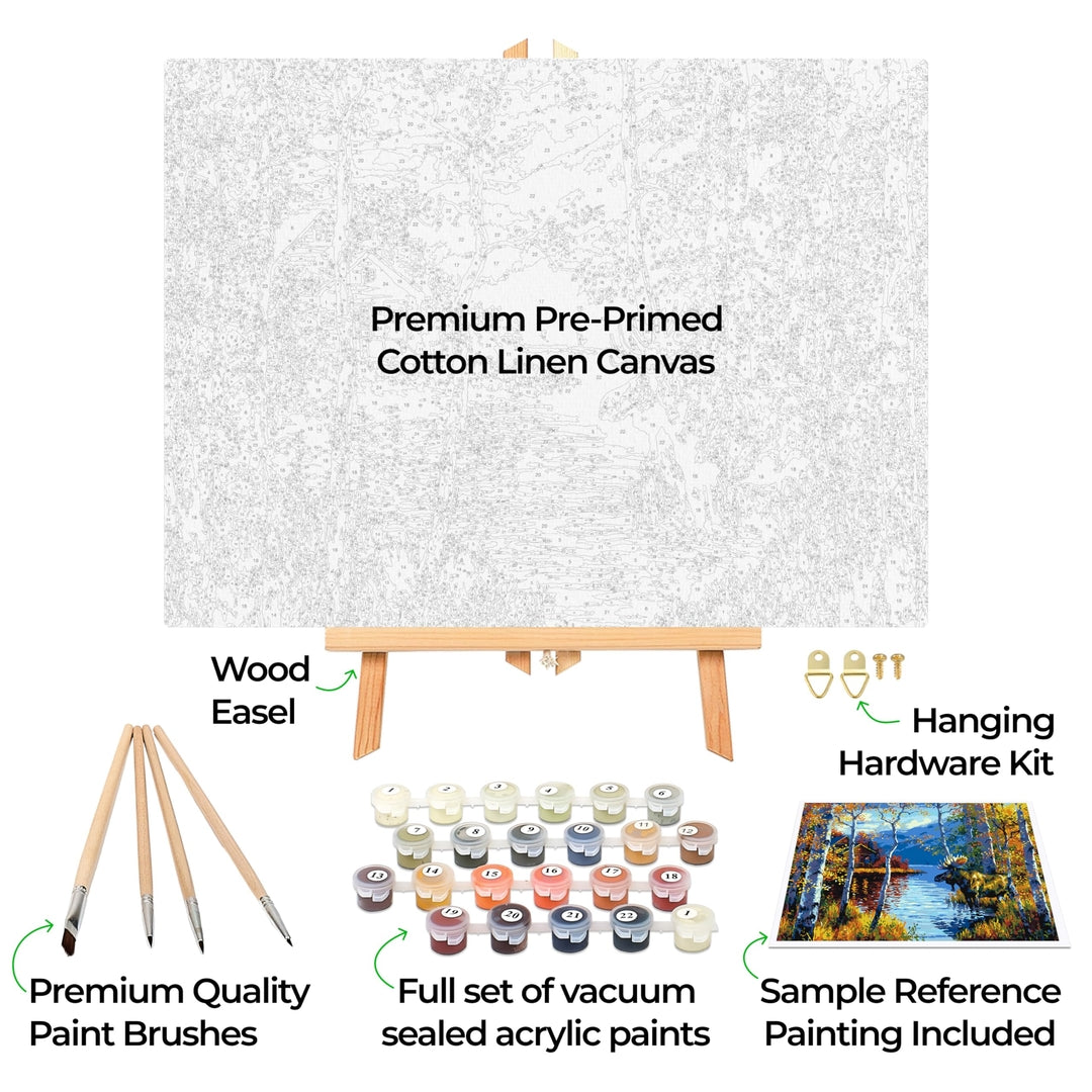 Framed Paint by Numbers Kit for Adults Beginner - Orchard Puzzle 40x50cm with Brushes, Acrylic Paints & Wrinkle-Free Canvas